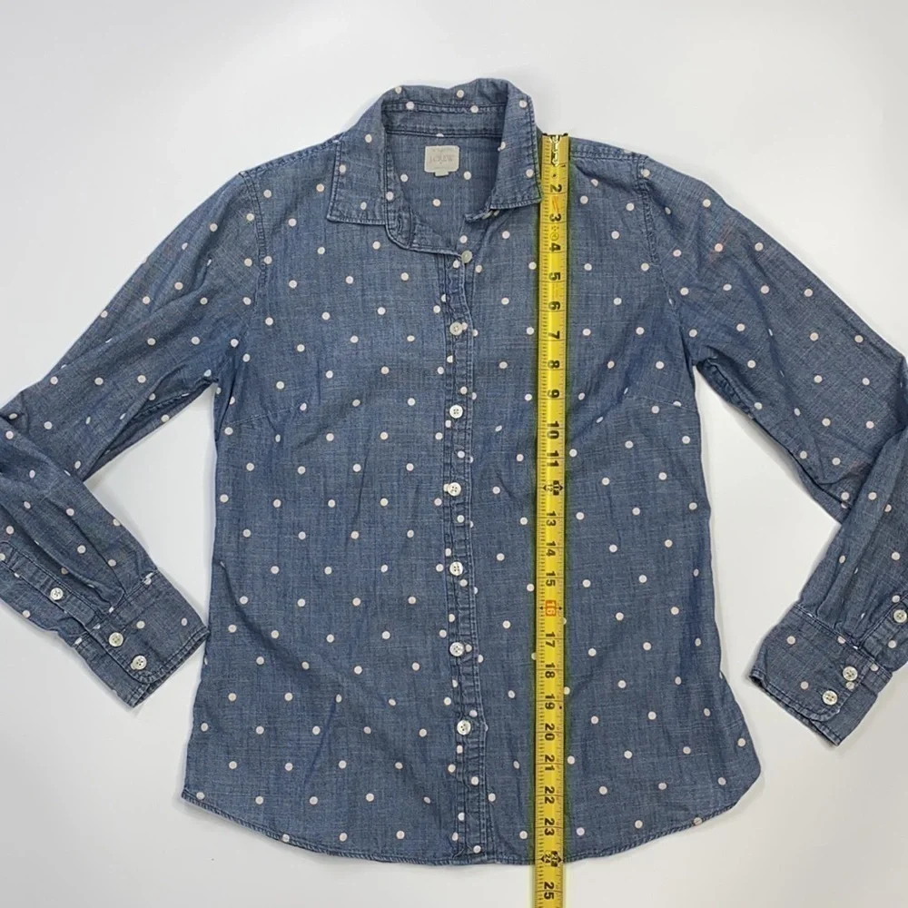 J.Crew Polka Dot Denim Button Up Long Sleeve XS